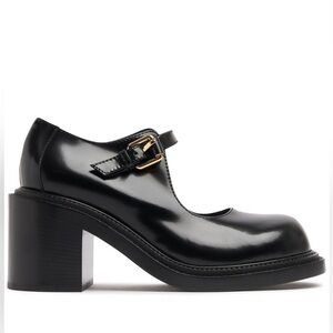 158. MOSCHINO 80mm Leather Mary Jane pumps Black New w/o Box Sz 37